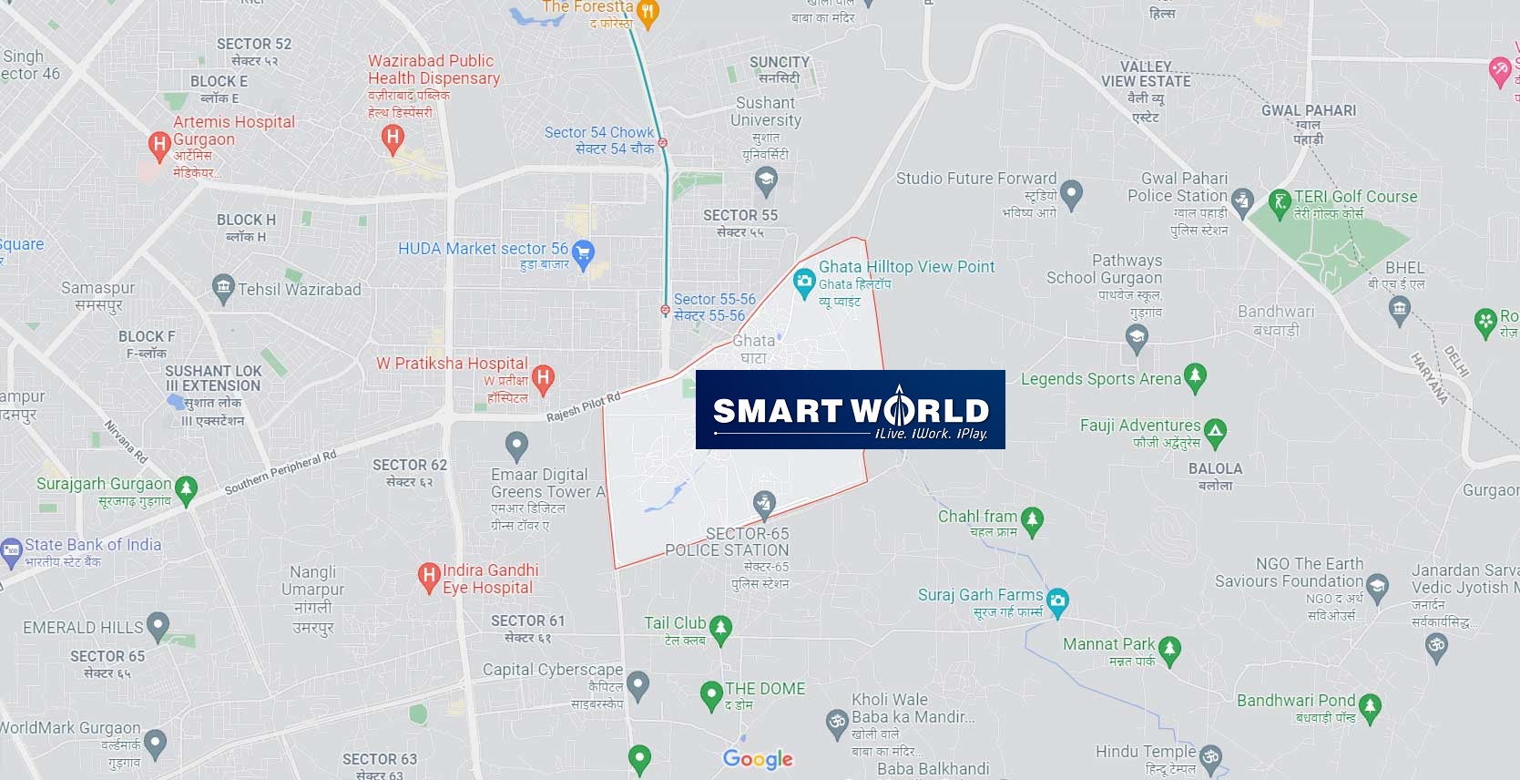 Smart World Sector 69 Gurugram Location Map